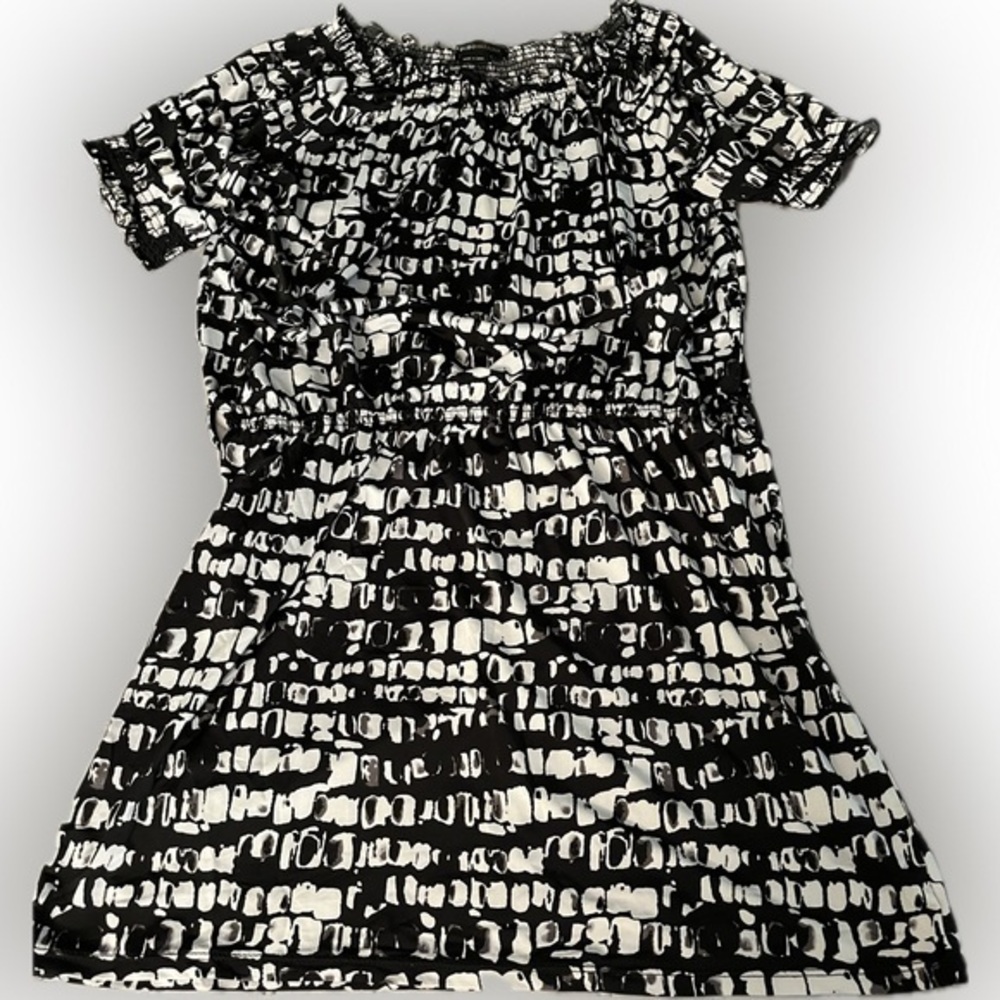 BCBGMaxAzria Geo Animal Print Black White Dress